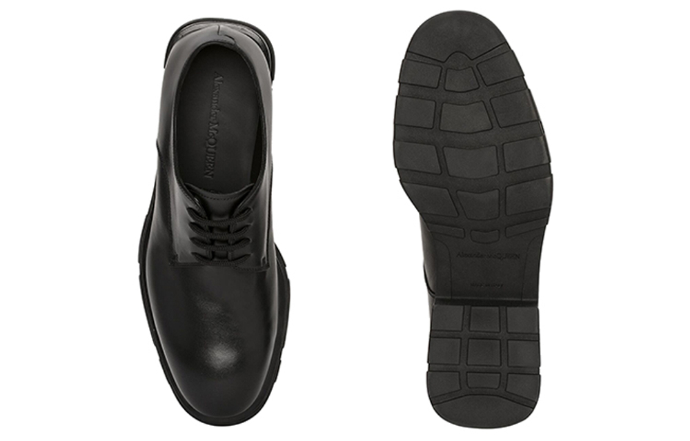 Alexander McQueen Alexander McQueen Tread first layer cowhide lace-up low-cut formal leather shoes men's black