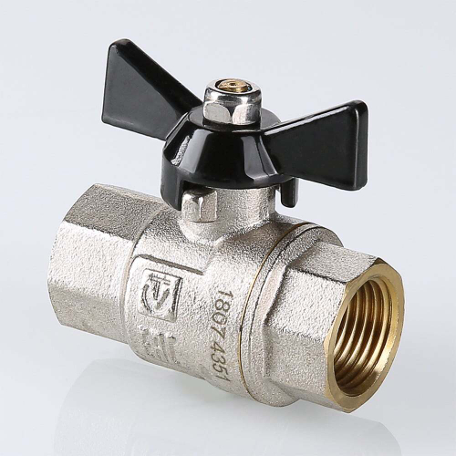 Кран шаровой латунный никелированный полнопроходной усиленный внутренняя/внутренняя резьба бабочка, VALTEC PERFECT