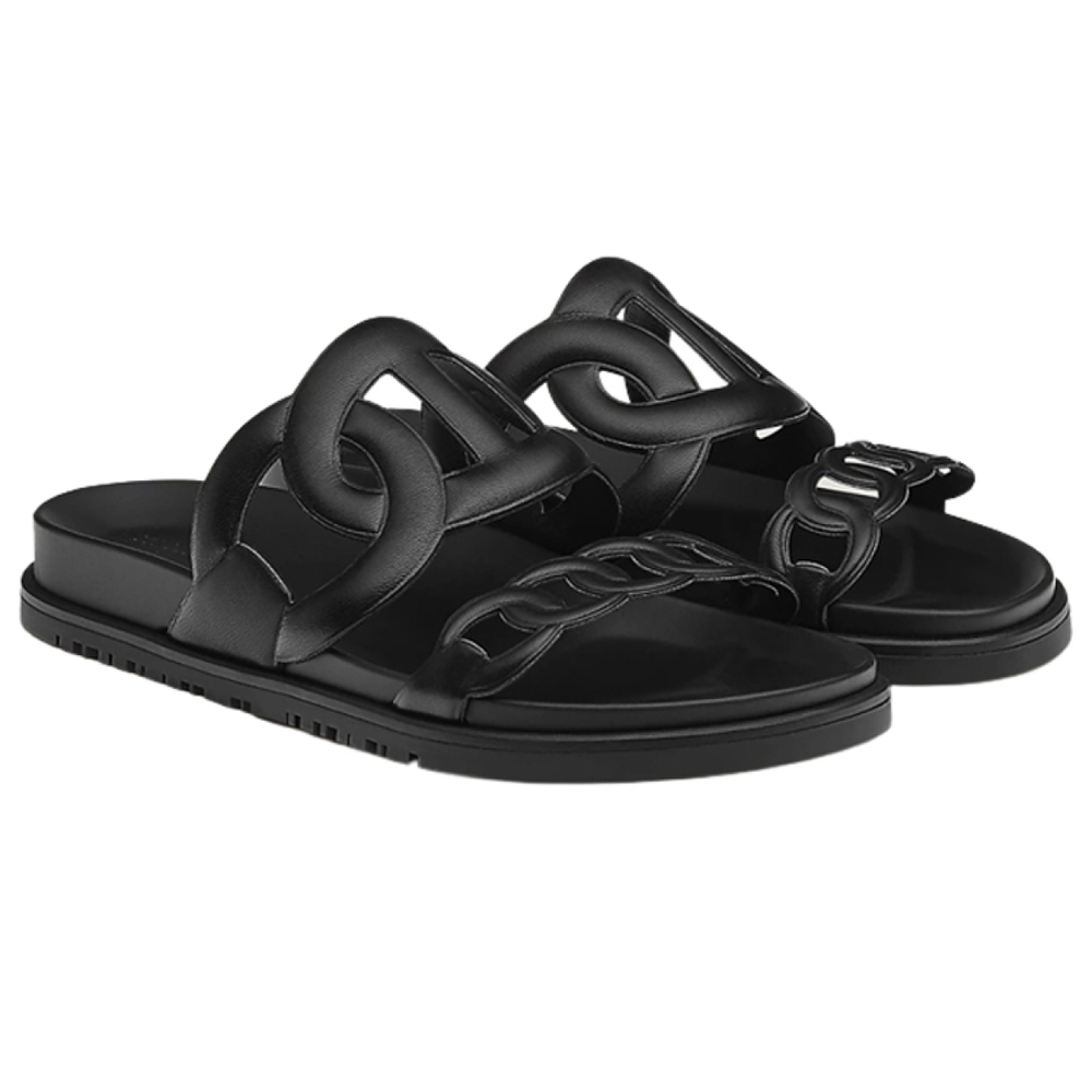 Hermes set wear fashion sandals women's black, H222302Z 02