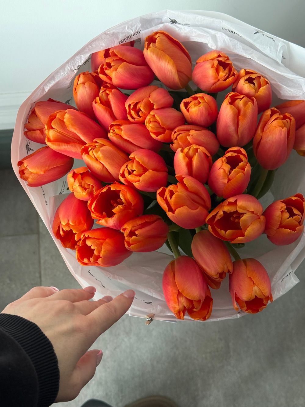 Букет из 35-ти оранжевых тюльпанов