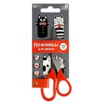 Ножницы детские 13,5 см, Феникс+ Черно-белые коты, эргономичные ручки, красный