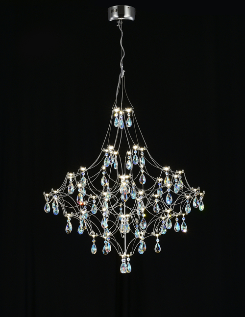 Подвесная люстра светодиодная с пультом и хрустальными подвесками K9 MyFar Allegria MR2640-66P-50СD