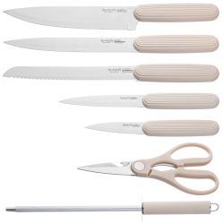 НАБОР НОЖЕЙ AGNESS С НОЖНИЦАМИ И МУСАТОМ НА ПЛАСТИКОВОЙ ПОДСТАВКЕ, 8 ПРЕДМЕТОВ