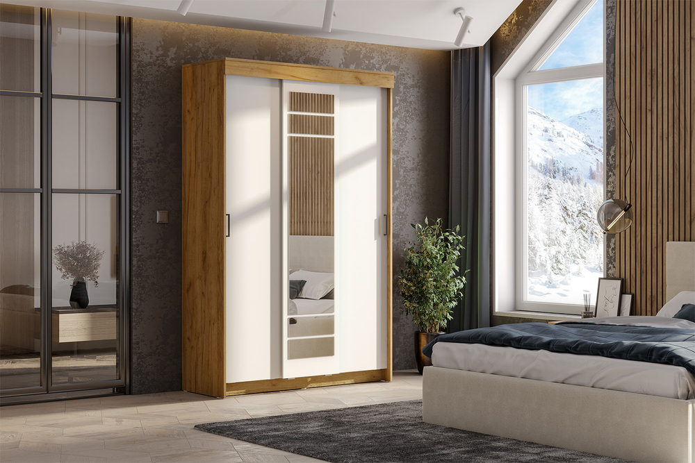 Шкаф-купе ШКП 7, Дуб Золотой, Белый