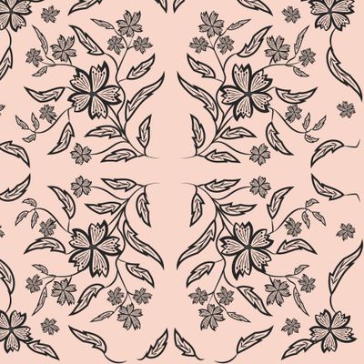 Floral folk damask pattern Fantasy flowers Floral geometric fantasy