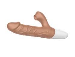 Телесный вибратор-кролик с функцией поступательных движений - 22,5 см.