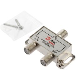 Делитель ТВ ЭРА SIMPLE DS-F-SAT-01 2 ответвления под F разъём 5-2500 МГц упаковка 1 шт | Разъёмы, переходники, ТВ делители