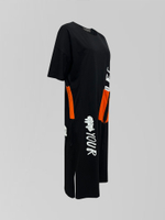 Платье Punk Queen 7536 удлиненное с оранжевым накладным карманом на затяжках спереди