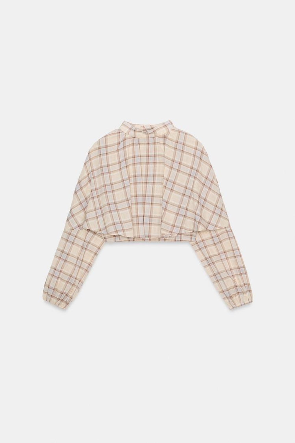 ZARA ТОП-НАКИДКА В КЛЕТКУ, ПЕСОЧНЫЙ/СИНИЙ