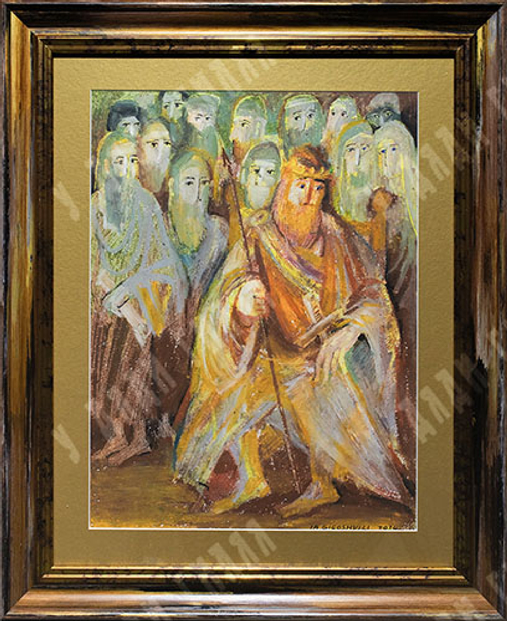 Гигошвили И. «..И принес священник Авиафар ефод к Давиду» (1 Цар. 30:7). Бумага, масляная пастель.