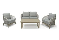 "Прато" лаунж-зона из искусственного ротанга на 4 персоны, цвет светло-серый