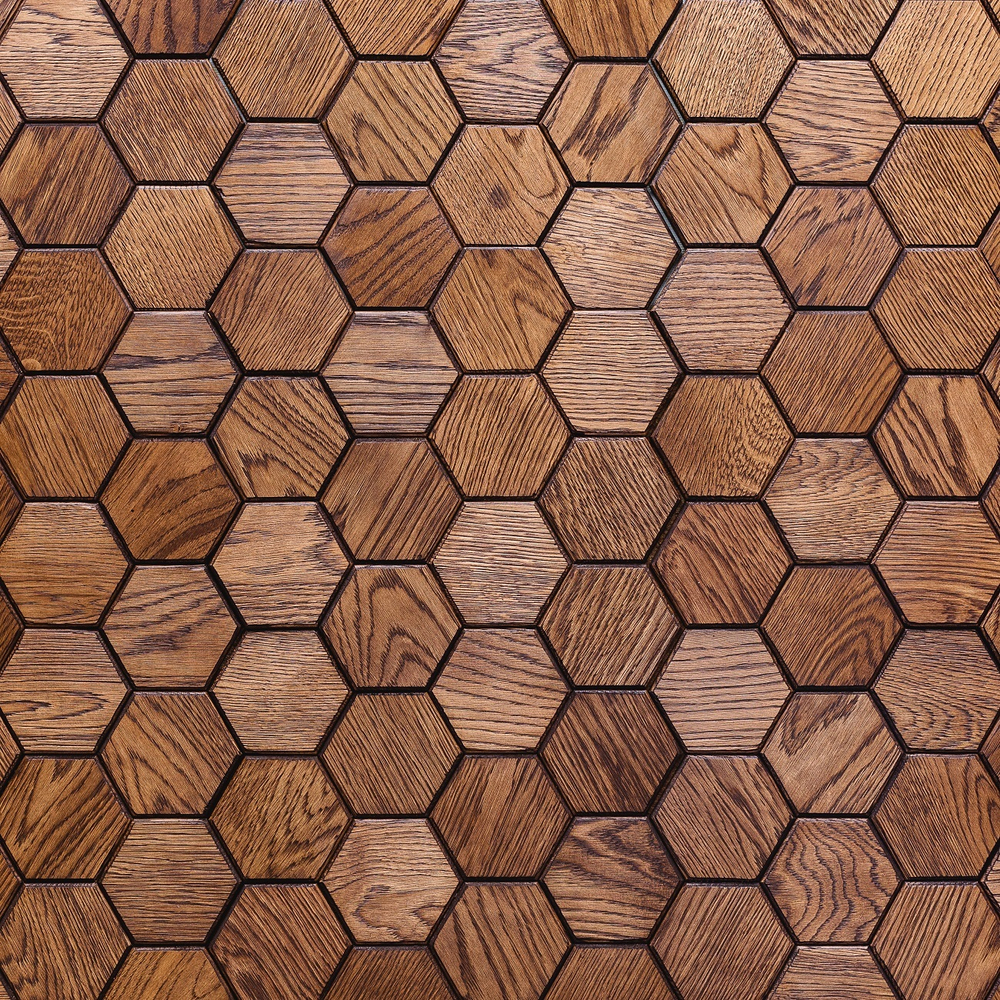 Деревянная мозаика для стен Wood Mosaic Соты фаска