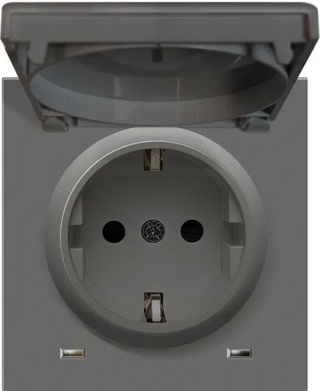 Donel R98 матовый шоколад накладка для розетки Schuko с заземлением, с крышкой, 16A 250 В~, серия DA