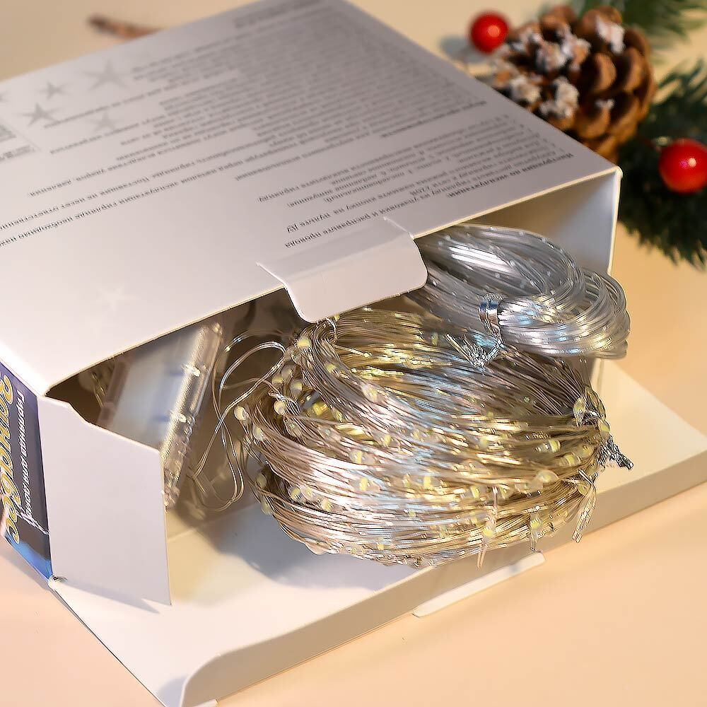 Гирлянда электрическая занавес "Бриллиант" 3*3м, 300 ламп LED, 8 режимов, с пультом, белый свет