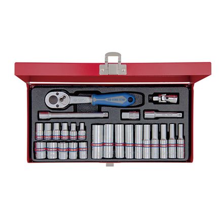 Цена на KING TONY (2526SR) Набор торцевых головок с принадлежностями 1/4", 6-гранные, 5/32"-1/2", 26 предметов