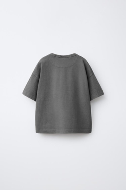 ZARA ОДНОТОННАЯ ФУТБОЛКА GARMENT DYE, ЧЕРНЫЙ