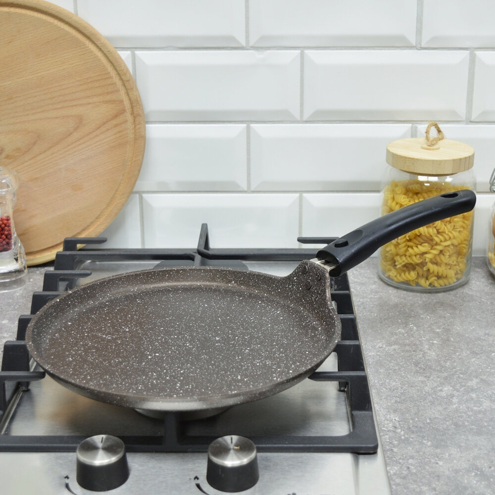 Блинница 24см со съемной ручкой "Кофейный мрамор"