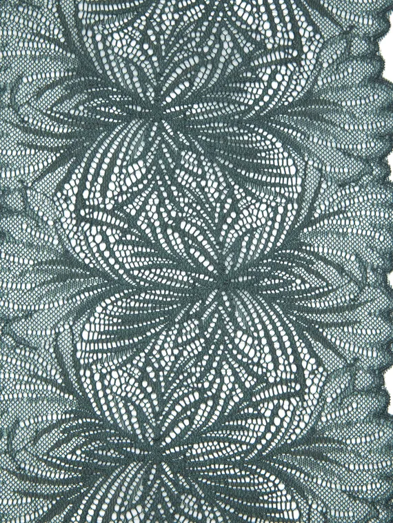 1079 Кружево эластичное 19 см, Италия, мандала, бальзамический зеленый