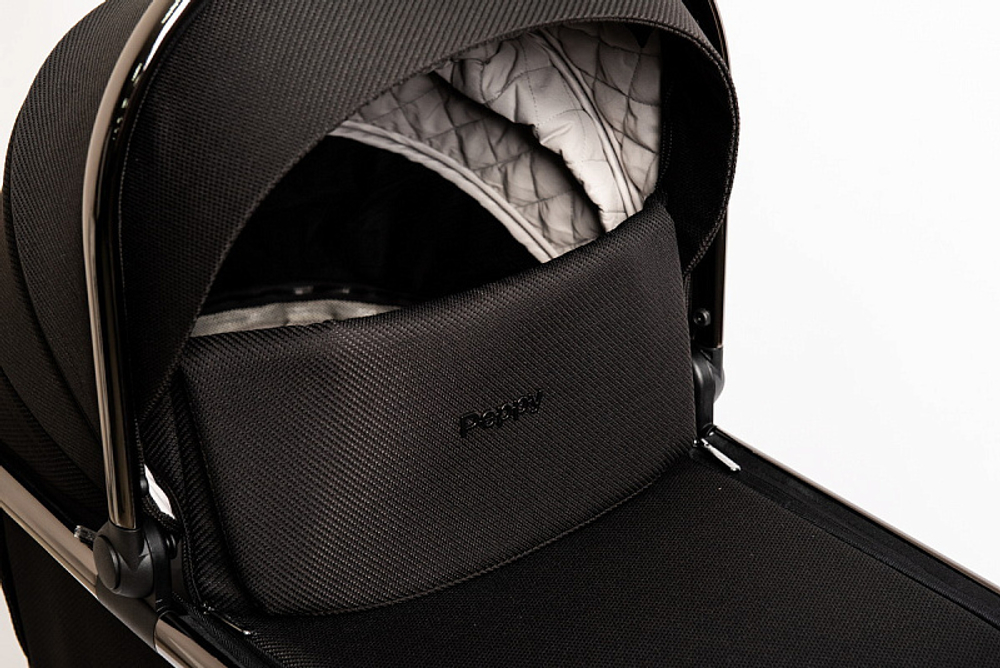 Детская коляска Peppy Tecla 3 в 1 с автокреслом First black Shadow Black Chrome Edition (Черный)