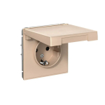 ARTGALLERY РОЗЕТКА с заземлением со шторками, 16А, механизм, быстрозажим. клем., ПЕСОЧНЫЙ