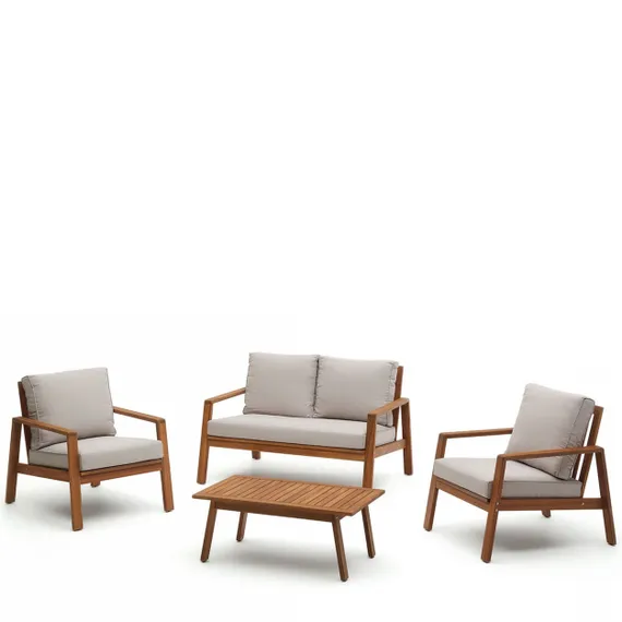 Комплект уличной мебели Frares из массива акации, диван, 2 кресла, столик