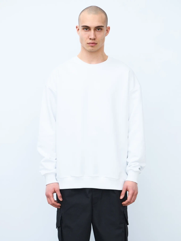 Свитшот оверсайз, без начеса (белый)