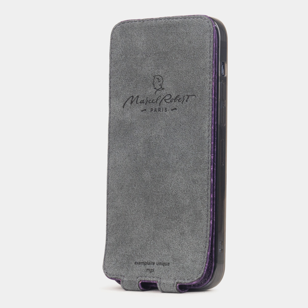 Чехол для iPhone 14 Pro Max из кожи аллигатора, фиолетового цвета