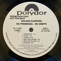 Винтажная виниловая пластинка LP Golden Earring No Promises No Debts (США 1979)