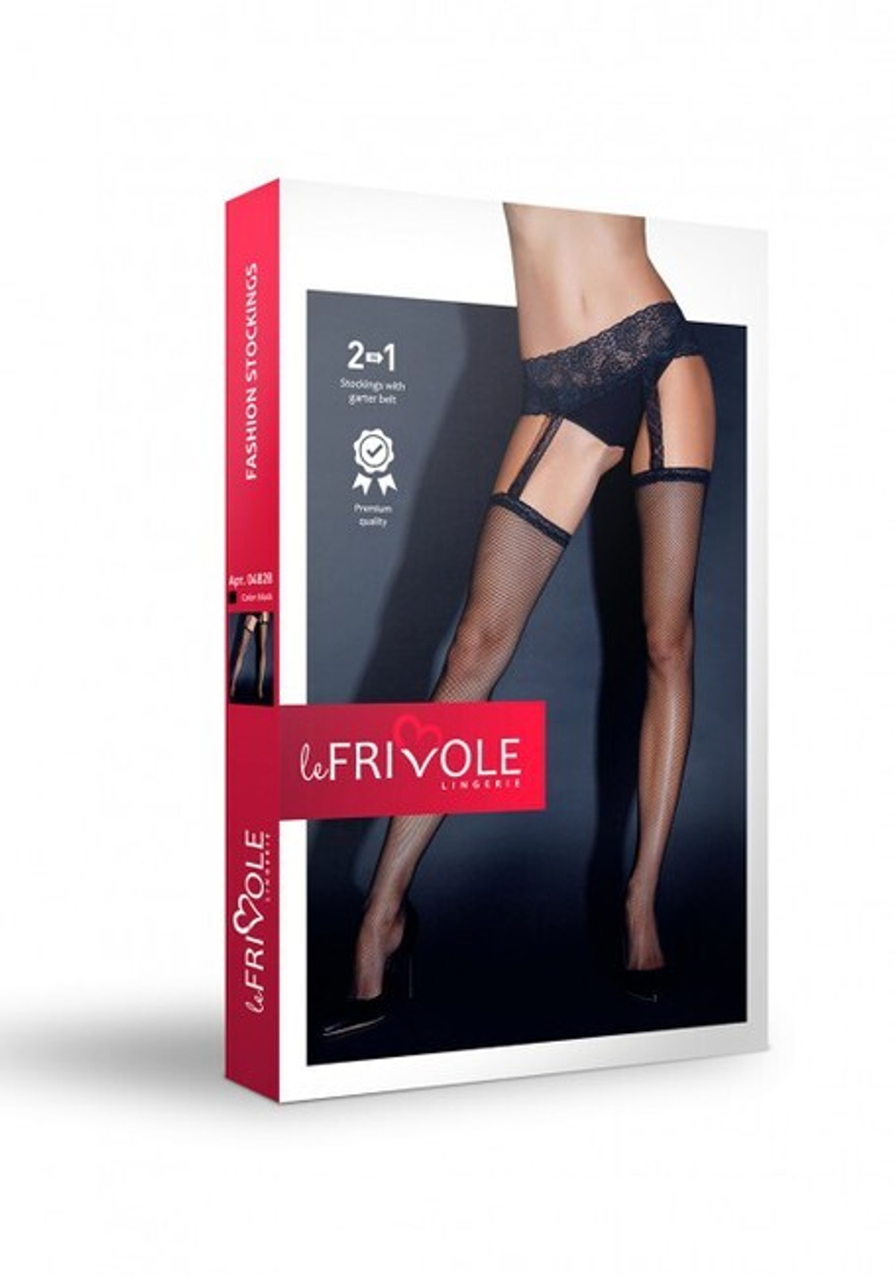 Черные колготки с имитацией чулок в сеточку и кружевным поясом SM (Цвет: черный)