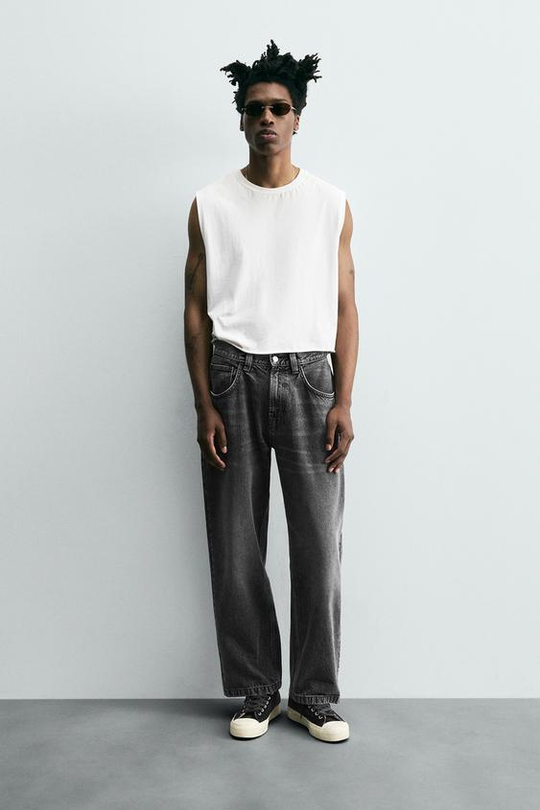 ZARA ДЖИНСЫ BAGGY FIT, УГОЛЬНЫЙ