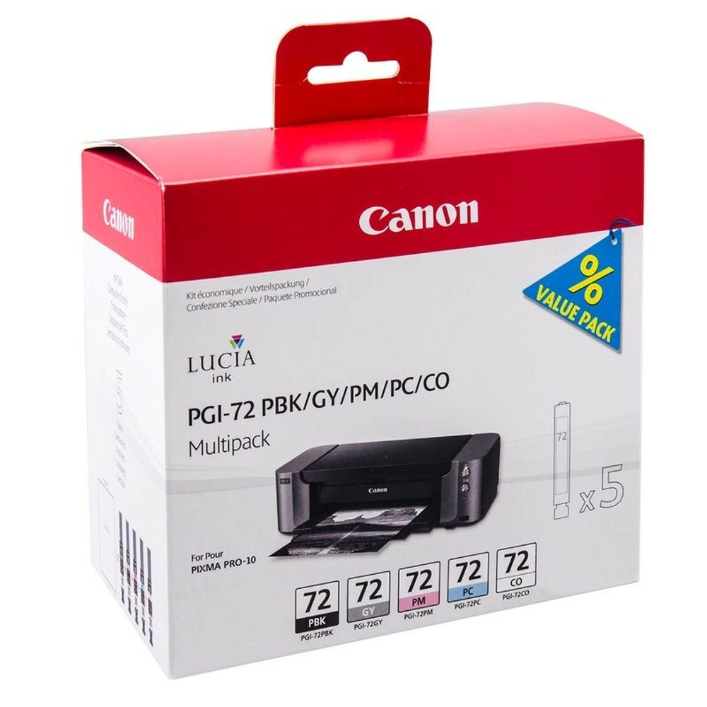 Комплект картриджей Canon PGI-72 PBK/GY/PM/PC/CO черный, серый, фото-пурпурный, фото-голубой, глянцевый