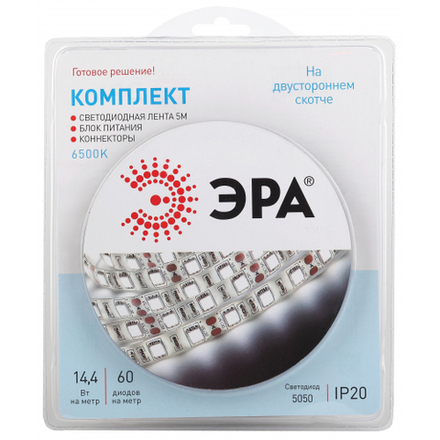 ЭРА Комплект светодиодной ленты 5050kit-14,4-60-12-IP20-6500-5m