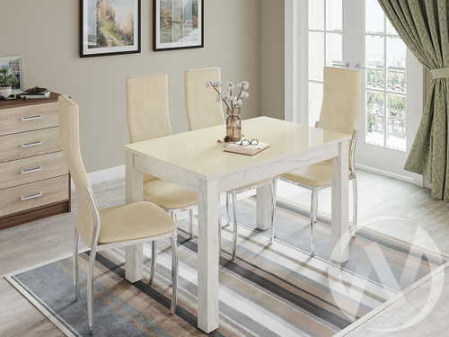 Стол обеденный Норман 1100х700 (дуб крафт белый/лакобель ваниль)