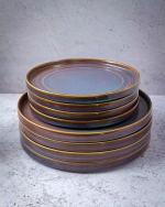 Тарелка мелкая с бортами 10,75" 270 мм, сине-коричневый «Corone Terra»