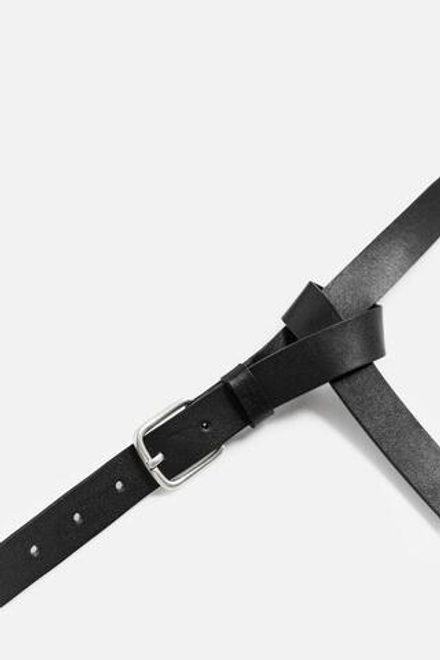 ZARA ДЛИННЫЙ КОЖАНЫЙ РЕМЕНЬ, ЧЕРНЫЙ