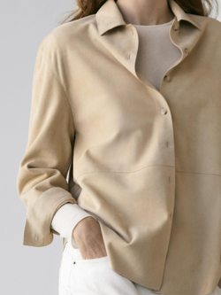 Massimo Dutti Замшевая рубашка, песочный