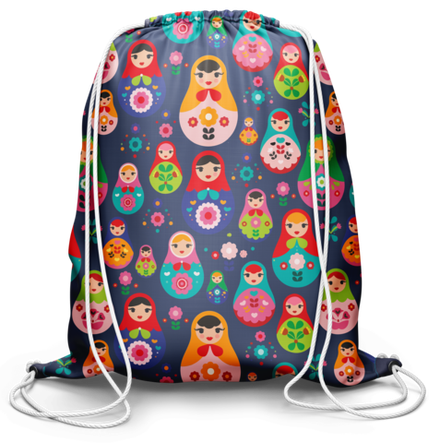 Мешок для обуви Матрешки (синий)