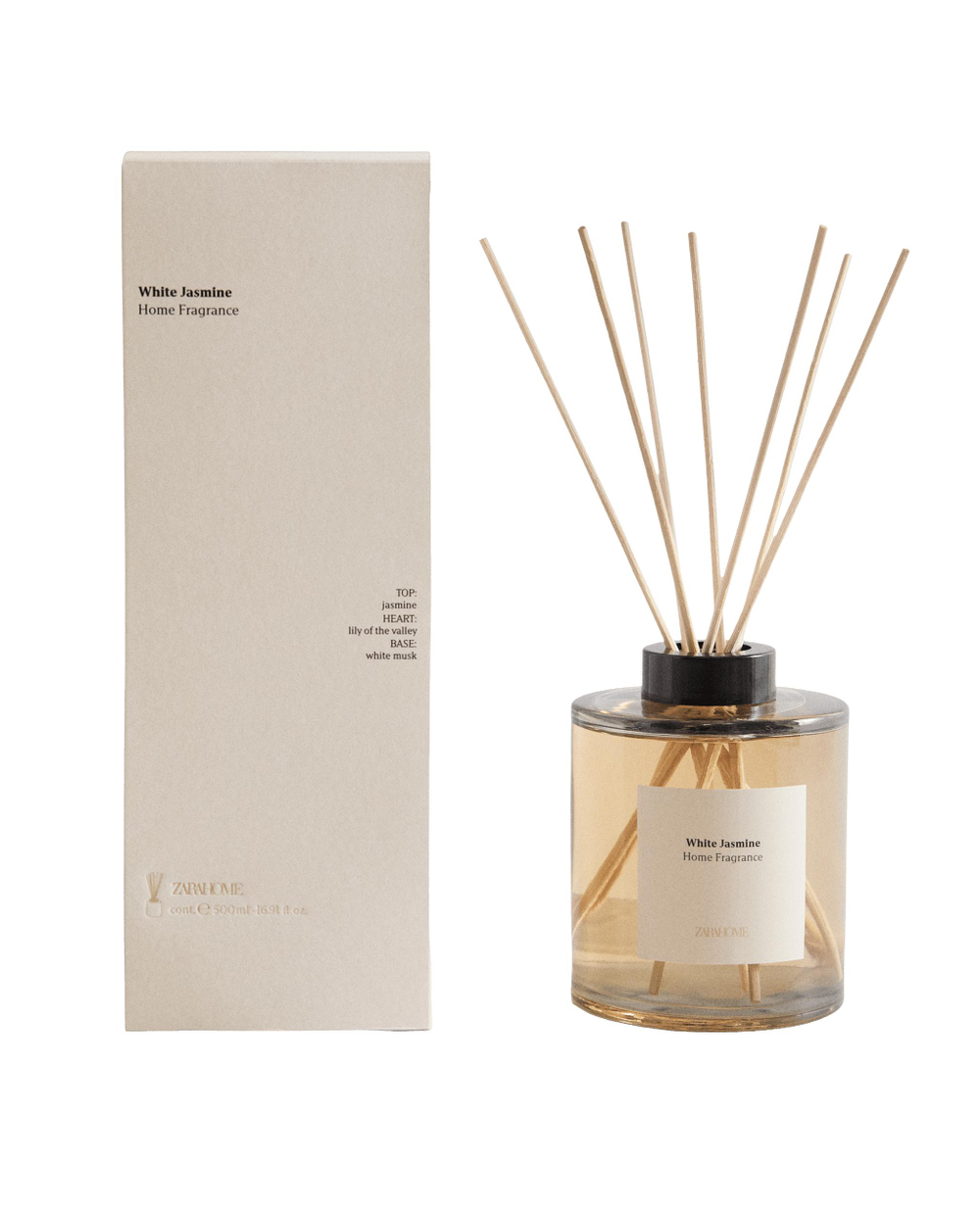 Zara Home Аромадиффузор White Jasmine 500 мл, тростниковые палочки микадо, аромат цветочный, Розовый