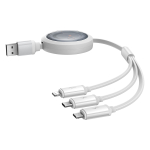 Кабель USB-A - C+L+M Baseus Free2Draw Retractable Crystal Charging+Data 3.5A 1.1m - Moon White