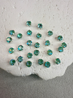 Шатоны 4 мм, Бирюзовый радужный опал в серебре, 25 шт