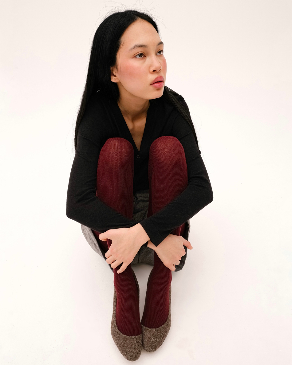 Колготки в рубчик Бордовая перчатка