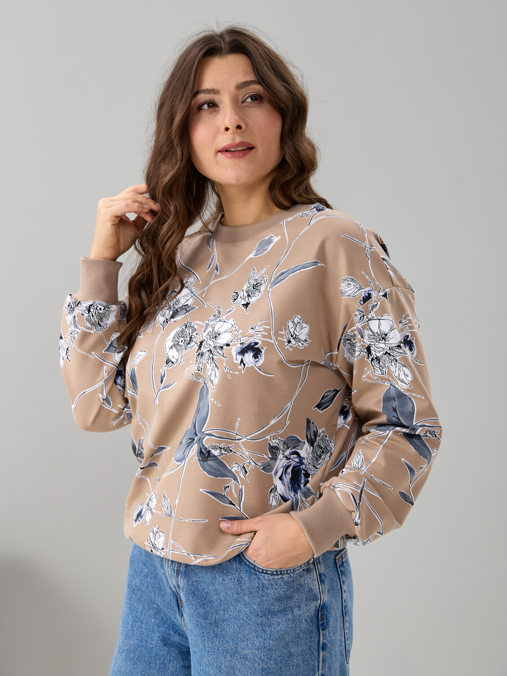 Толстовка К-390/бежевый-плетистаяроза