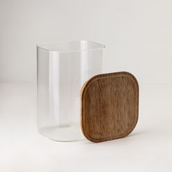 Банка для хранения квадратная Glass Acacia, 1,1 л