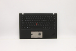Верхняя панель с клавиатурой (топкейс) для ноутбука Lenovo ThinkPad X1 Carbon 8th Gen (For WWAN) FingerPrint, черная, с подсветкой, раскладка - русская (5M10Z37027)