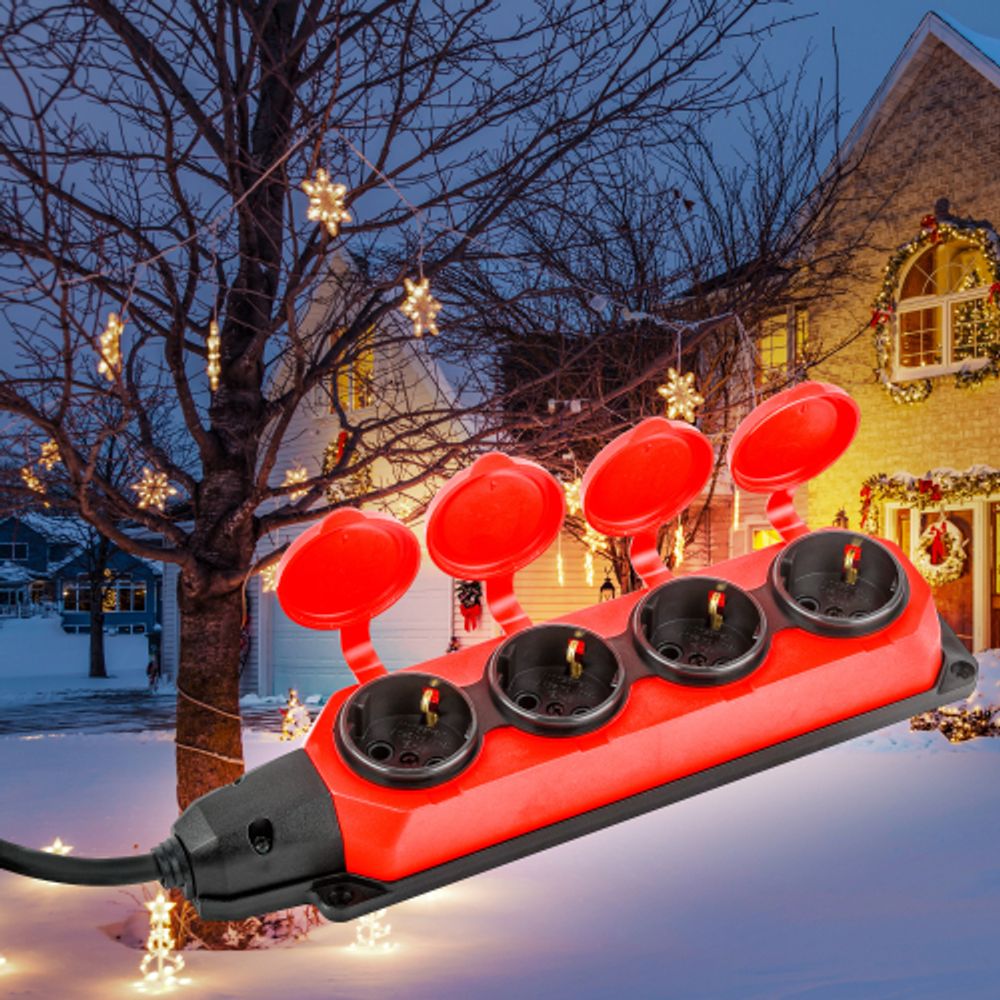 Удлинитель силовой ЭРА UK-4e-3x1,5-50m-IP44(KG) с заземлением 4 розетки каучук 50м КГ 3х1,5мм2 IP44 | Силовые удлинители