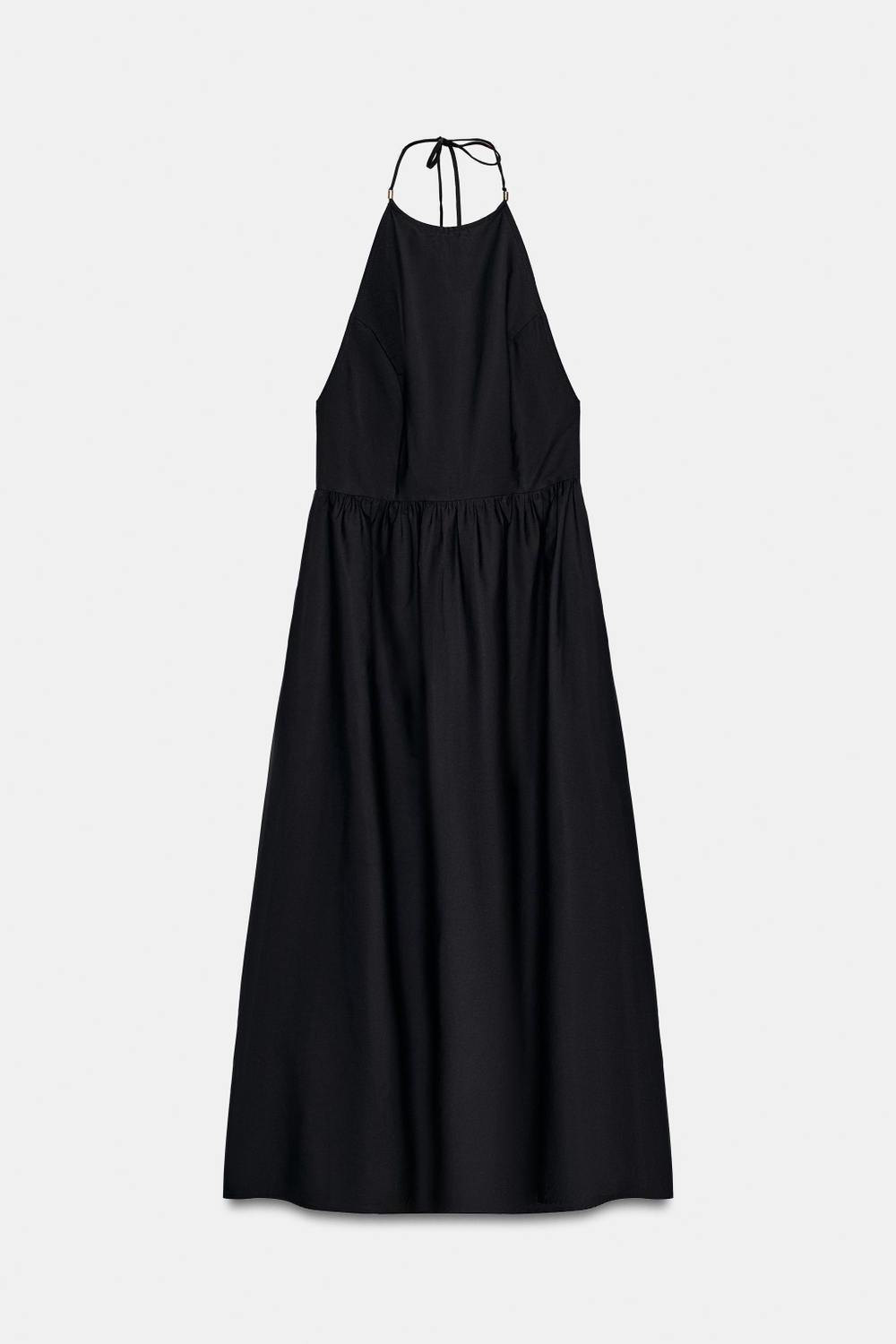 ZARA ПЛАТЬЕ МИДИ ИЗ ПОПЛИНА, ЧЕРНЫЙ