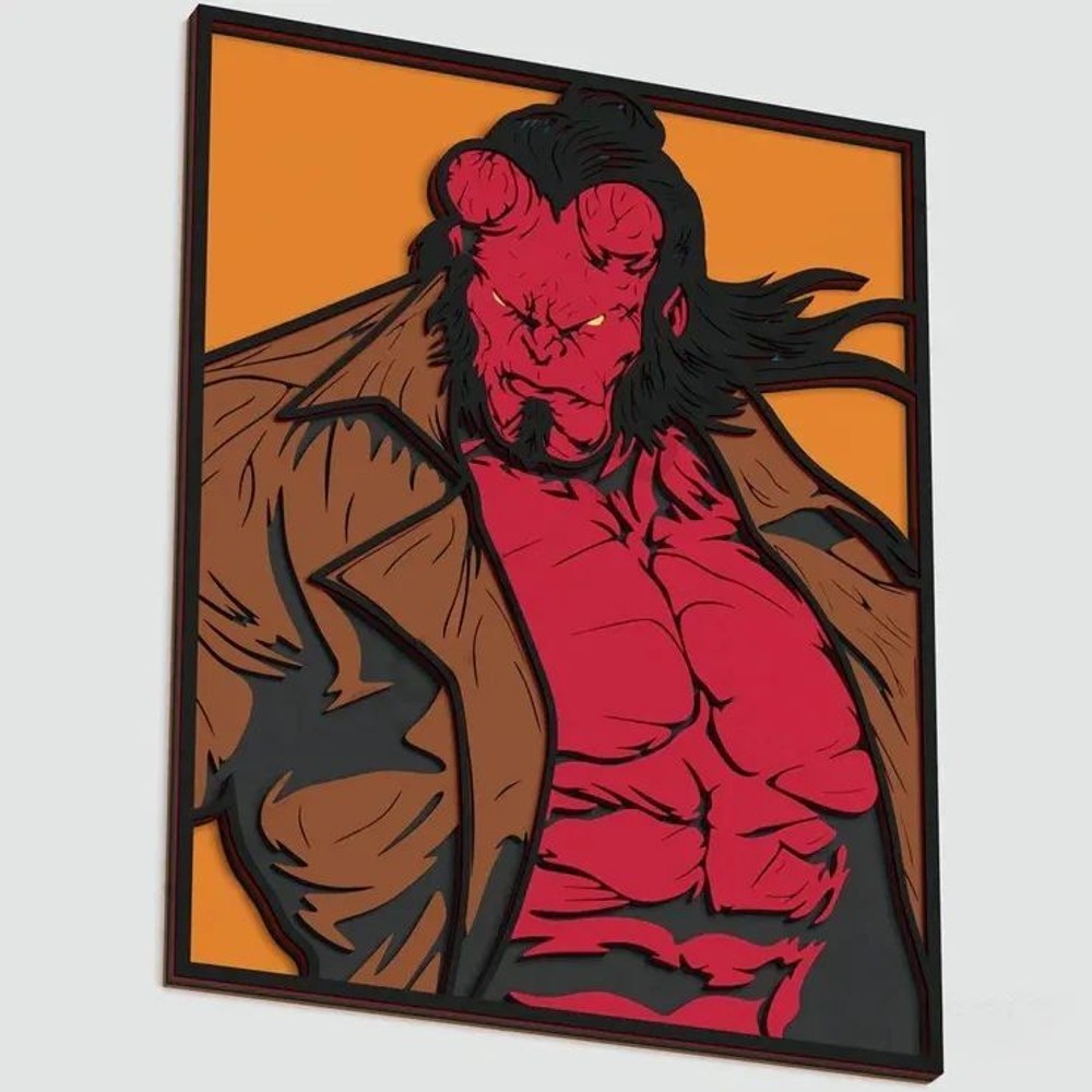 3D Картина по номерам из дерева Хеллбой, 38x50 см