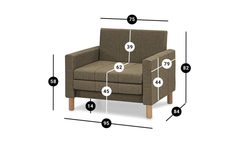 Кресло-кровать Уют Лайт Strong 04 95*84*82 см, Коричневый Рогожка Выкатной Фиеста