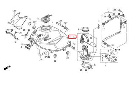 16700-KPP-T01. PUMP ASSY., FUEL. Honda CBR125-150. OEM