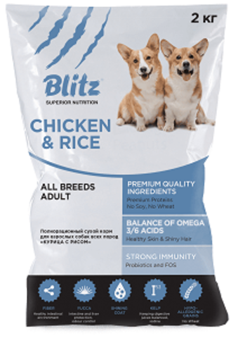 Blitz Dog Adult Chicken & Rice Сухой корм для собак всех пород с курицей и рисом
